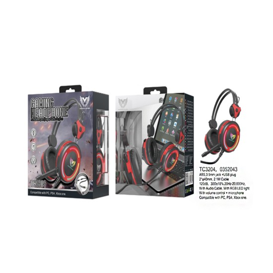MTK GAMING HEADPHONES TC3204 RJ+NE WITH CABLE RED+BLACK MTK GAMING HEADPHONES TC3204 RJ+NE WITH CABLE RED+BLACK